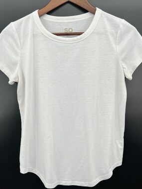 Juniors SO Crewneck Short Sleeve Tee XS White